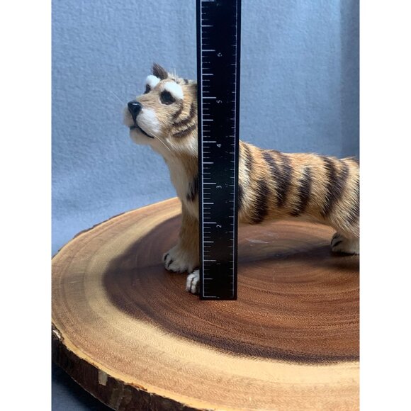 Realistic Tiger Figurine - Faux Fur & Handcrafted - 8" Lifelike Wild Cat Decor - Picture 8 of 9